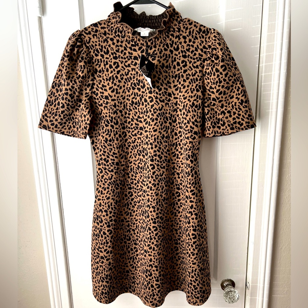 NWT Loveriche Leopard/Cheetah Print Short Sleeve Mini Dress